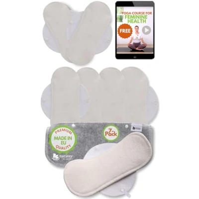 Abbildung von Öko Slipeinlagen waschbar aus bio Bambus (Größe S, 7er Pack); kleine, dünne hochtemperatur waschbare Damen &amp; Mädchen MADE IN EU; 100% Atmungsaktiv (kein PUL/TPU) für täglichen Ausfluss