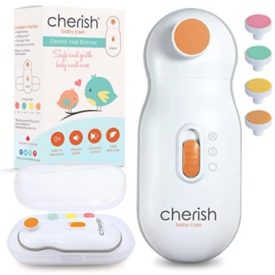 Abbildung von Cherish Baby Care Elektrische Nagelfeile Automatischer Sicherheitsstopp, Elektrisch mit 4 Feilpads, Nagelset Etui, Must Have Neugeborene (0 12+ Monate)