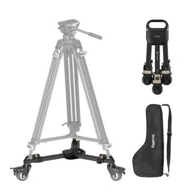 Abbildung von SMALLRIG Quick Lock Fotografie Stativwagen für schwere Beanspruchung, robust mit 3 Zoll Gummirädern, verstellbaren Beinen, Griff und Tragetasche, Stativräder zum Filmen Fotografieren 5020