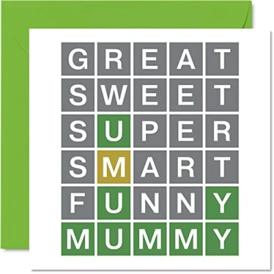 Abbildung von Stuff4 Geburtstagskarten für Mama Wortpuzzle Quiz Smart Funny Happy Birthday Karte von Sohn, Tochter, Mutter Geburtstagsgeschenke, 145 mm x Witz Muttertag Grußkarte Mammy