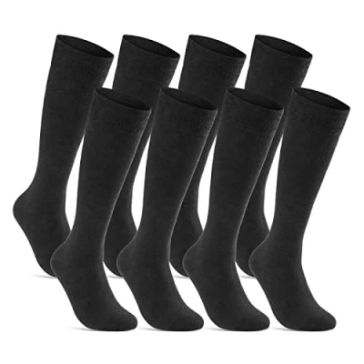 Abbildung von sockenkauf24 Kniestrümpfe Herren Damen Schwarz Baumwolle mit Komfortbund 22105 (8 Paar 39 42)