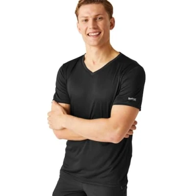 Abbildung von Regatta Herren Fingal V Neck T Shirt, Schwarz, 3XL