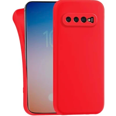 Abbildung von MyGadget Hülle kompatibel mit Samsung Galaxy S10 robuste Handyhülle TPU Case Slim Silikonhülle Back Cover Kratzfest Schutzhülle Matt Rot