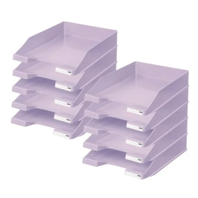 Abbildung von HAN Briefablage KLASSIK, 10 STÜCK Schreibtisch Organizer, Bürobedarf, Ablagefächer, Büromaterial, Briefkorb, Dokumentenablage, bis Format A4/C4, 1027 X 887, pastelllila