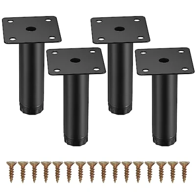 Abbildung von Fulushouxi 4 Stück Möbelbeine, 3,15 Zoll/8 cm verstellbare Möbelfüße, Metall Schrankfüße, Sofa Ersatz Stützfüße Beine für Möbel/Sofa/Tisch/Stuhl/Schreibtisch/Küche/Schrank/Schränke Füße (8CM)
