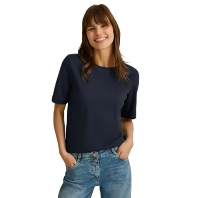 Abbildung von CECIL Damen B322914 Basic RIPP Struktur T Shirt, universal Blue, XS