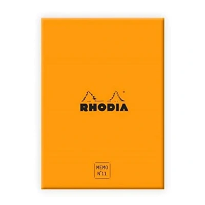 Abbildung von Rhodia 194049C Schreibset mit Box und Memoblock N11 Rhodiatime, 7,5 x 10,5 cm, kariert, 240 Blatt, 80g, einzeln eingeschweißt, praktisch kompakt, Orange, 1 Set