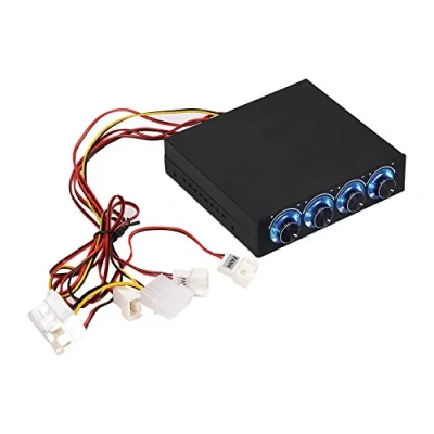 Abbildung von Kafuty PC Lüfterdrehzahlregler 4 Kanal Temperaturregler für Computerlüfter Wärmeabnahme mit Blauer LED, Einfache Installation