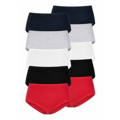 Abbildung von Lascana 10 PACK Slip, Damen, Größe: 48/50, Rot / schwarz weiß gray meliert /navy