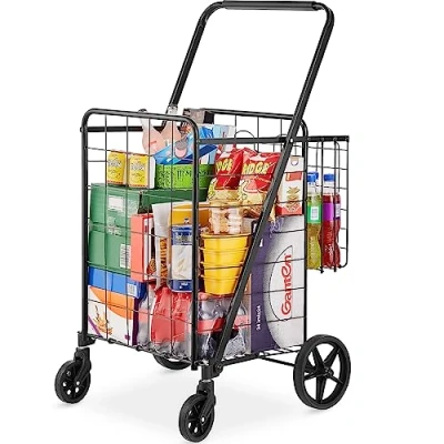 Abbildung von VEVOR Einkaufstrolley Einkaufswagen Klappbar 50 kg Belastbar, Einkaufsroller Handwagen Multifunktional, Shoppingtrolley Faltbar für Wäsche, Lebensmittel, Camping Werkzeuge usw.