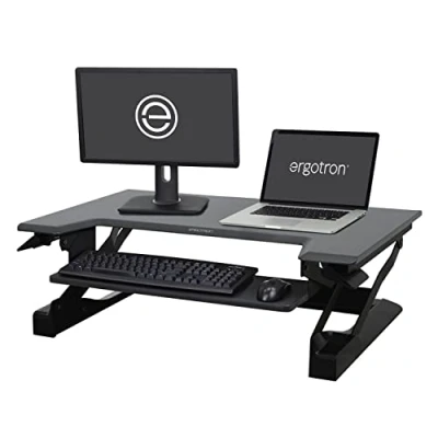 Abbildung von ERGOTRON WorkFit T Sitz Steh Schreibtisch Arbeitsplatz schwarz Anhebung bis 38cm belastbar 15 kg