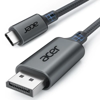 Abbildung von acer USB C Displayport Kabel (4K@60Hz, 2K@165Hz), Typ Thunderbolt 3/4 auf DP mit MST, Freesync. Für iPhone 15/16 Pro Max MacBook iPad Air M2 Mac mini M4 Surface 8 usw. 2m