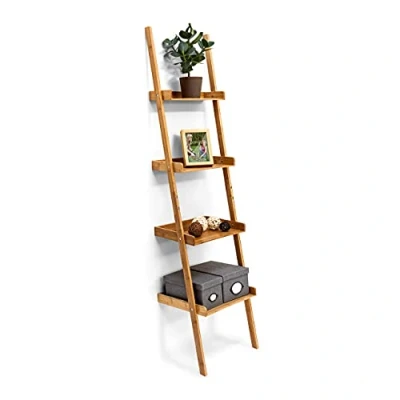 Abbildung von relaxdays Leiterregal Bambus 4 stufig