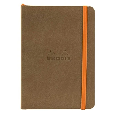 Abbildung von Rhodia 117354C Rhodiarama Notizheft (mit weichem Umschlag, dot grid, 72 Blatt, 90 g elfenbeinfarbenes Papier, DIN A6, 10,5 x 14,8 cm, Lesezeichen, Innentasche) 1 Stück maulwurfsgrau