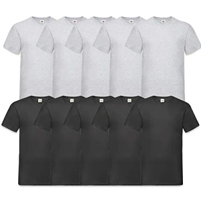 Abbildung von Fruit of the Loom Herren V Neck Valueweight T Shirt (erPack 10 (L, 5Schwarz5Grau)
