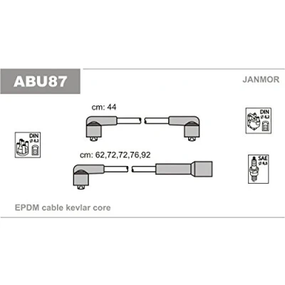 Abbildung von JANMOR ABU87 Zündkabelsatz AUDI: 80 B2, 100 C3 Limousine, Avant, VOLKSWAGEN: Santana Limousine
