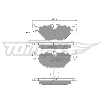 Abbildung von TOMEX brakes TX 13 17 Bremsbelagsatz Hinterachse für Verschleißwarnanzeiger vorbereitet BMW: 3 Limousine, Touring, Coupe, SAAB: 9 5 Kombi