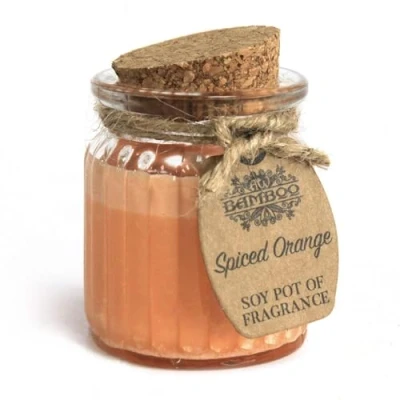 Abbildung von Bamboo 1x 100% Sojawachs Kerze im Glas mit Korkdeckel Vegan / Natürlich (Orange)