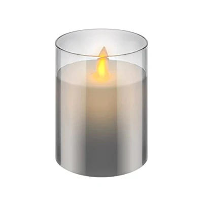 Abbildung von Goobay 60370 LED Echtwachskerze im Glas / 10cm hoch Flammenlose Kerzen mit beweglicher Flamme Batteriebetriebene Tisch Deko Timer