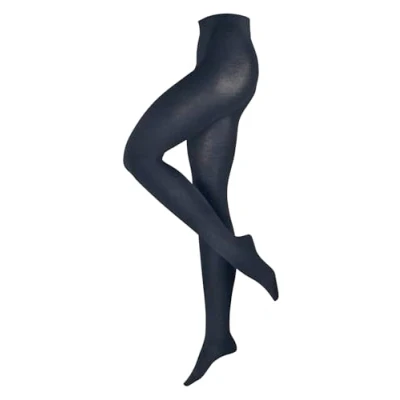 Abbildung von ESPRIT Damen Plain W TI Baumwolle Wolle einfarbig 1 Stück Strumpfhose, Blau (Space Blue 6116) neu umweltfreundlich, 44 46