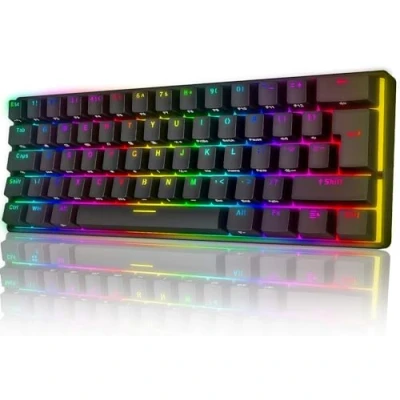 Abbildung von UK Layout 60% Mechanische Gaming Tastatur Typ C verkabelt 61 Tasten LED beleuchtete USB wasserdichte 14 Chroma RGB Hintergrundbeleuchtung Anti Ghosting für Computer/PC/ Lapto /MAC