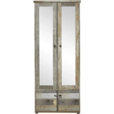 Abbildung von Innostyle Garderobenschrank &quot;BONANZA&quot;, (1 St.), 4 türig, 5 Fächer, Kleiderstange, Spiegel, Softclose, ABS Kanten