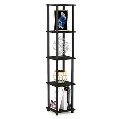 Abbildung von Furinno Viereckiges Regal mit 5 Ebenen, Mehrzweckregal, holz, Espresso/Schwarz, 29.46 x 146.56 cm