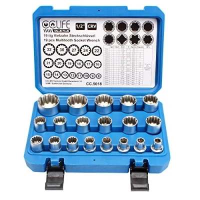 Abbildung von CCLIFE Steckschlüssel Vielzahn Torx 1/2 Zoll Werkzeug 8 32mm Nüsse Stecknüsse