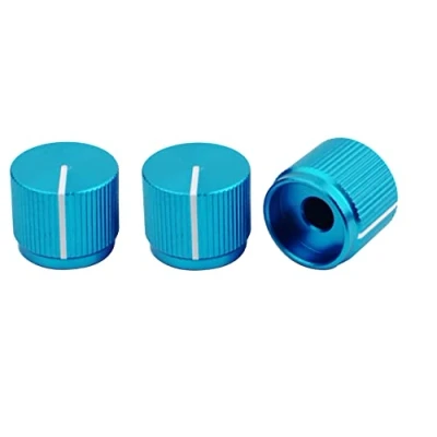 Abbildung von Guyker 3Pcs Guitar Aluminum Flat Top Control Knobs Dia. 6mm(0.24&quot;) Shaft Pots Dome Tuning Potentiometer Knob Replacement Part for Electric or Precision Bass, blue