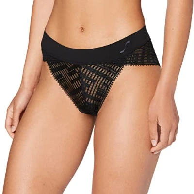 Abbildung von S by sloggi Damen Seven High Leg Brief Slip, Black, L