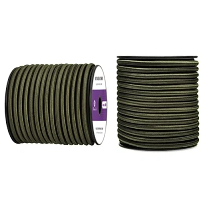 Abbildung von Abma Cord Gummiseil Expanderseil 6mm 20M Gummischnur UV Beständig Planenseil 100% Dehnung Spannseil für Plane, Anhängerplane, Sonnensegel, Zelte, Banner Olivgrün