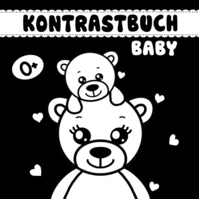 Abbildung von Kontrastbuch Baby: Baby Buch ab 0 Monate Schwarz Weiß Bilder zur visuellen Stimulation für Neugeborene,