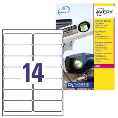 Abbildung von Avery Weiße robuste Etiketten Laser L7063