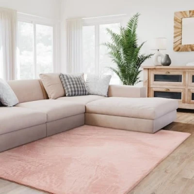 Abbildung von Interiyou Hochflorteppich Fargo 200x290 cm Rosa Flauschiger Fellteppich aus Kunstfell waschbar und rutschfest weicher Langflor Fell