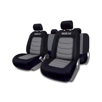 Abbildung von SPARCO S LINE SPC1019GR Sitzschonbezug schwarz/grau Polyester vorne und hinten