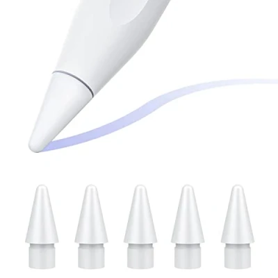 Abbildung von TiMOVO 5 Stück Spitzen Kompatibel mit Apple Pencil 1st/2nd Gen/USB C/Apple Pro, Hochempfindlich Präzise iPencil Spitze Ersatzspitzen, Stylus Pen für iPad Pro/Air/Mini Pencil, Weiß