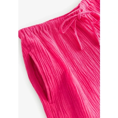Abbildung von Next Petite FIT WIDE Textured Stoffhose, Damen, Größe: 36, Bright pink