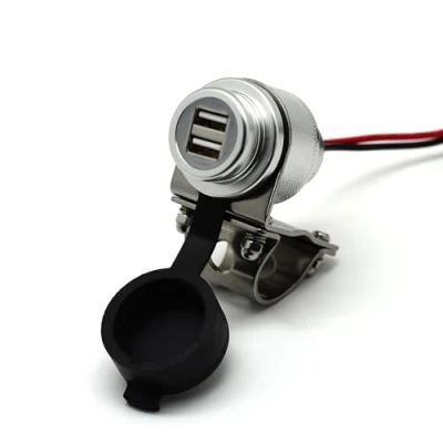 Abbildung von Cliff Top Aluminium 4,6 Ampere Motorrad 22 mm (0,87 &quot;) und 25,4 (1&quot;) Lenker USB Ladegerät Steckdose für GPS, Navi Smartphone usw. (Silber)