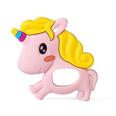 Abbildung von PREMYO Einhorn Beißring für Babys Kühlend Zahnungshilfe aus Silikon BPA Frei Weich Lindert Schmerzen beim Zahnen Rosa