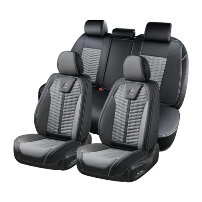Abbildung von FLORICH Autositzbezüge, Premium Leder Vorder und Rücksitzbezüge, 5 Stück, universelles Auto Innenausstattungs Set, universell passend für die meisten Autos, Limousinen, SUVs LKWs