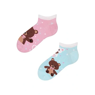 Abbildung von Dedoles Sneaker Socken Low Cut Füßlinge Kinder Mädchen Jungen Baumwolle lustiges Design Geschenk links rechts verschieden, 1 Paar, Farbe Rosa, Motiv Teddy Bear sneaker, Gr. 27 30