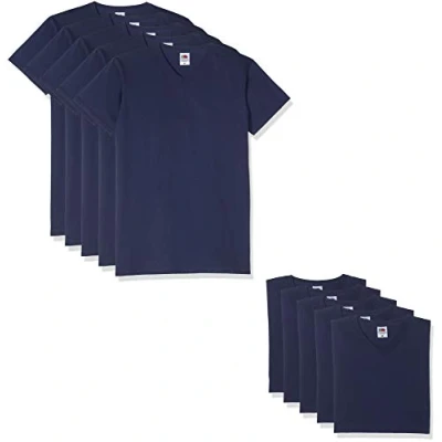 Abbildung von Fruit of the Loom 10 T Shirts V Neck M L XL XXL Ausschnitt Diverse Farben auswählbar (3XL, Navy)