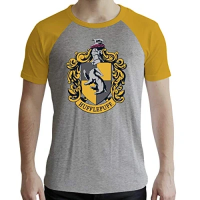 Abbildung von ABYstyle Harry Potter T Shirt Hufflepuff Herren Grau und Gelb Premium (S)