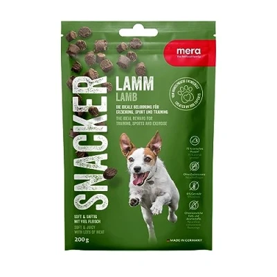 Abbildung von mera Snacker softe Hundeleckerli ohne Getreide mit Lamm 200g