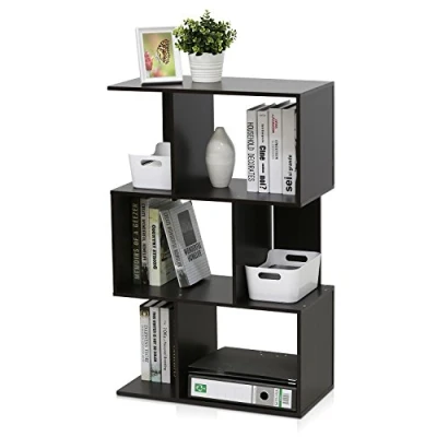 Abbildung von Furinno Bücherregale mit asymetrischen Ablageflächen, holz, Espresso, 30 x 59.9 94.79 cm