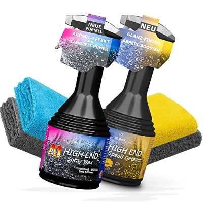 Abbildung von detailmate Auto Detailing Bundle: Dr. Wack A1 High End Speed Detailer 0,5L + Spray Wax 4X Mikrofasertuch 550GSM Spiegelnder Glanz und Lotuseffekt