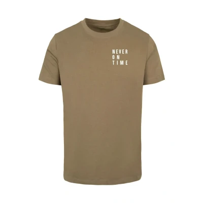Abbildung von Merchcode Never ON TIME Tshirt print, Größe: XL, Olive