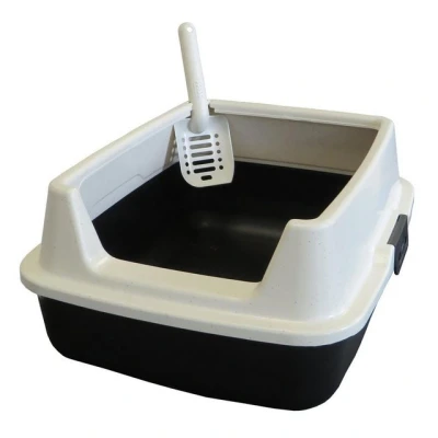 Abbildung von PETGARD Katzentoilette Katzenklo MARCELLO, mit extra hohem Rand und Streulschaufel weiss anthrazit