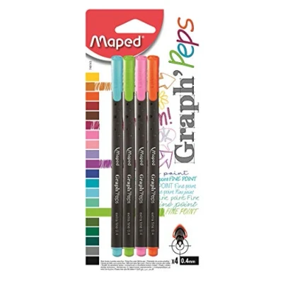 Abbildung von Maped M749143 Fineliner Graph Peps Fancy, Metallspitze 0.4 mm, 4er Packung