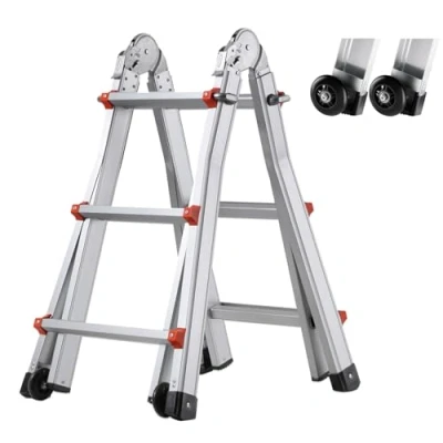 Abbildung von VEVOR Teleskopleiter Klappleiter Stehleiter Anlegeleiter Mehrzweckleiter 2880mm